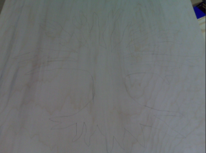 Tracing tree design onto wood by 
