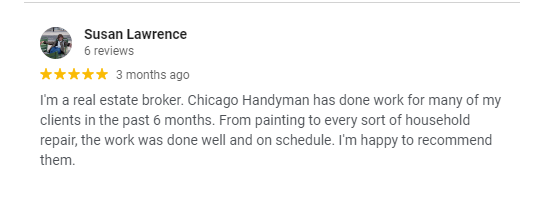 Real estate agent reviews home repair services Chicago handyman has performed