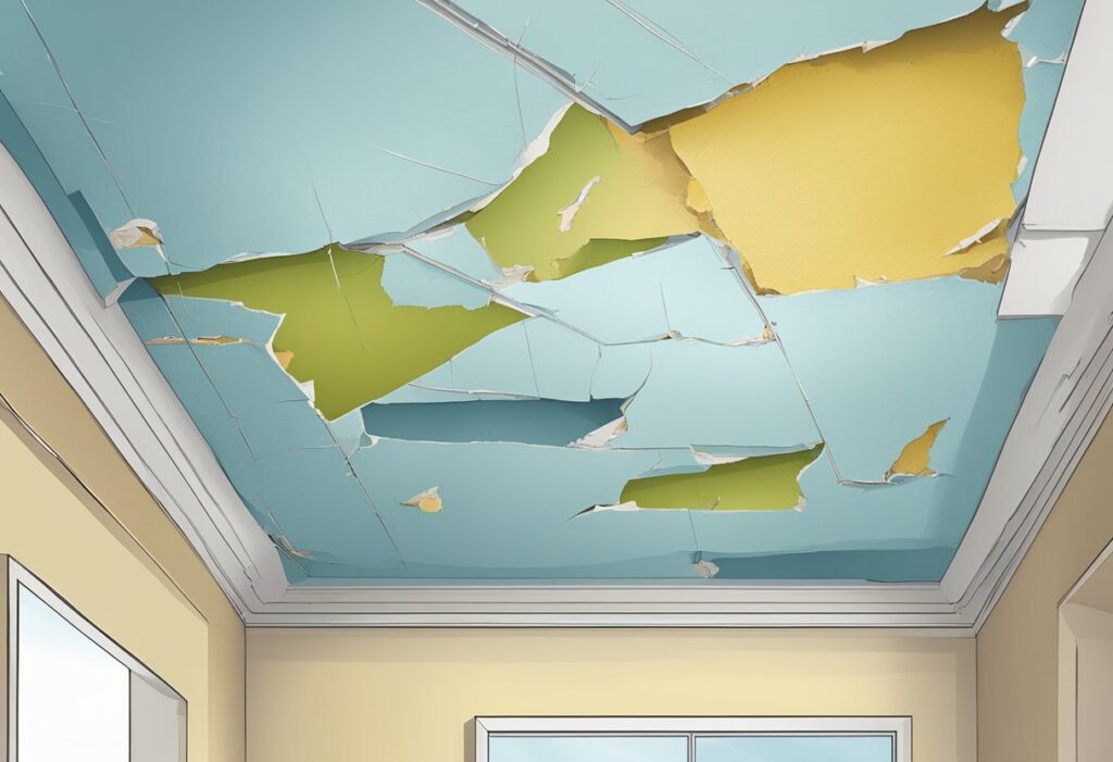 water damaged ceiling drywall